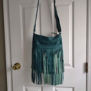 Vintage boho moto western leather fringe crossbody - handmade in Mexico - NWOT